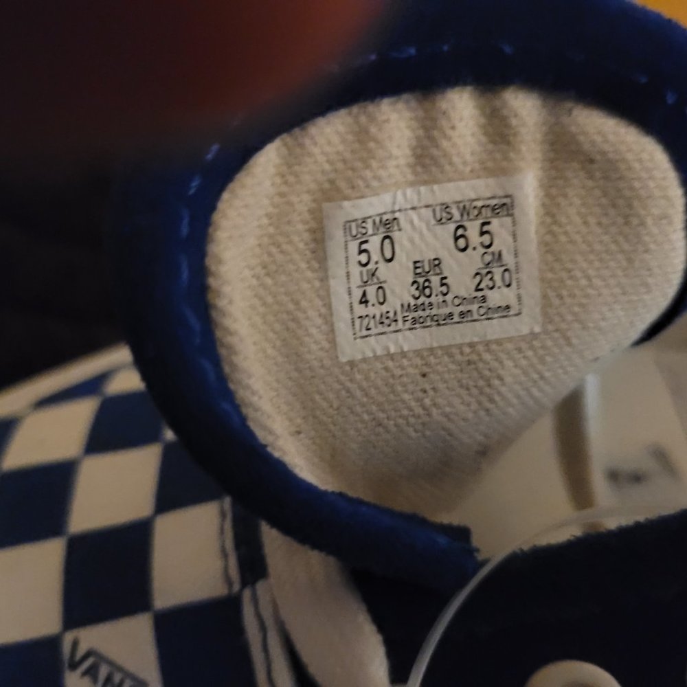 VANS Blue and White Checkered Sneakers - Picture 3 of 6
